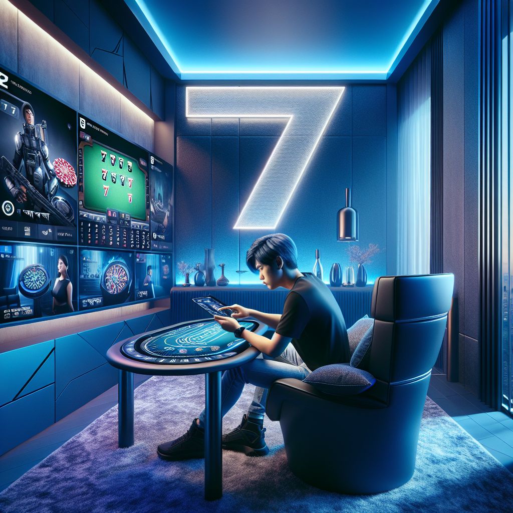 Focused mobile user in Bangladesh browsing 7U7 live games and promotions